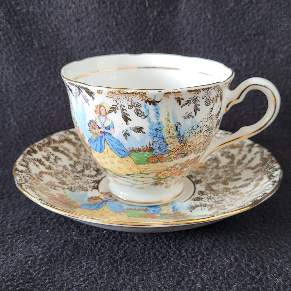 colclough teacup and saucer, 1940's 1950's, made in England